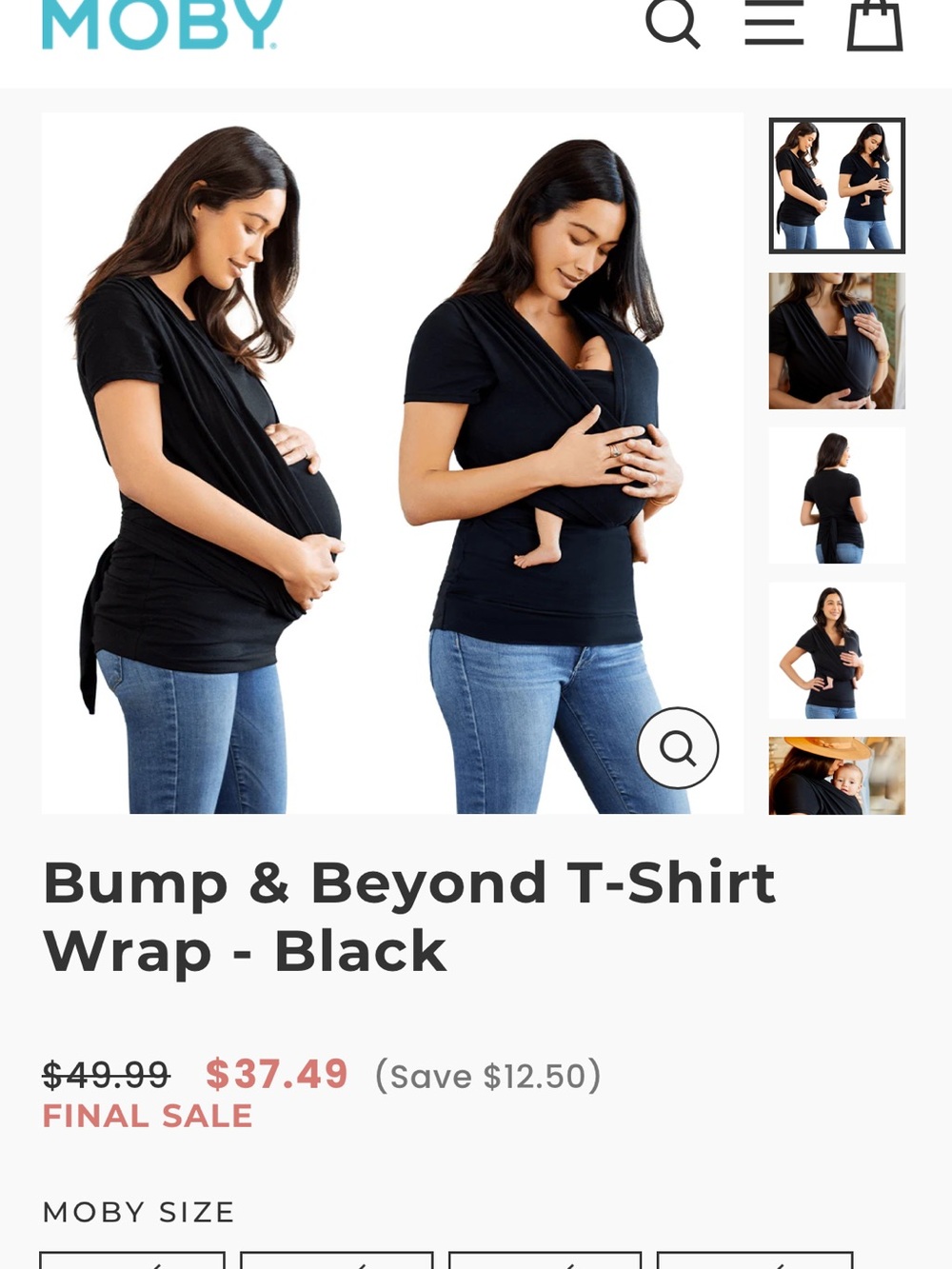 Moby Bump & Beyond Black Short-Sleeve T-Shirt Wrap